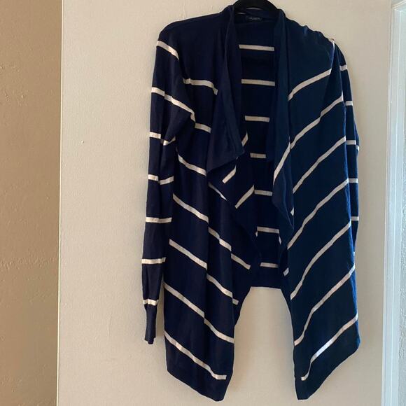 Ann Taylor Navy and white striped wrap cardigan - Picture 6 of 6
